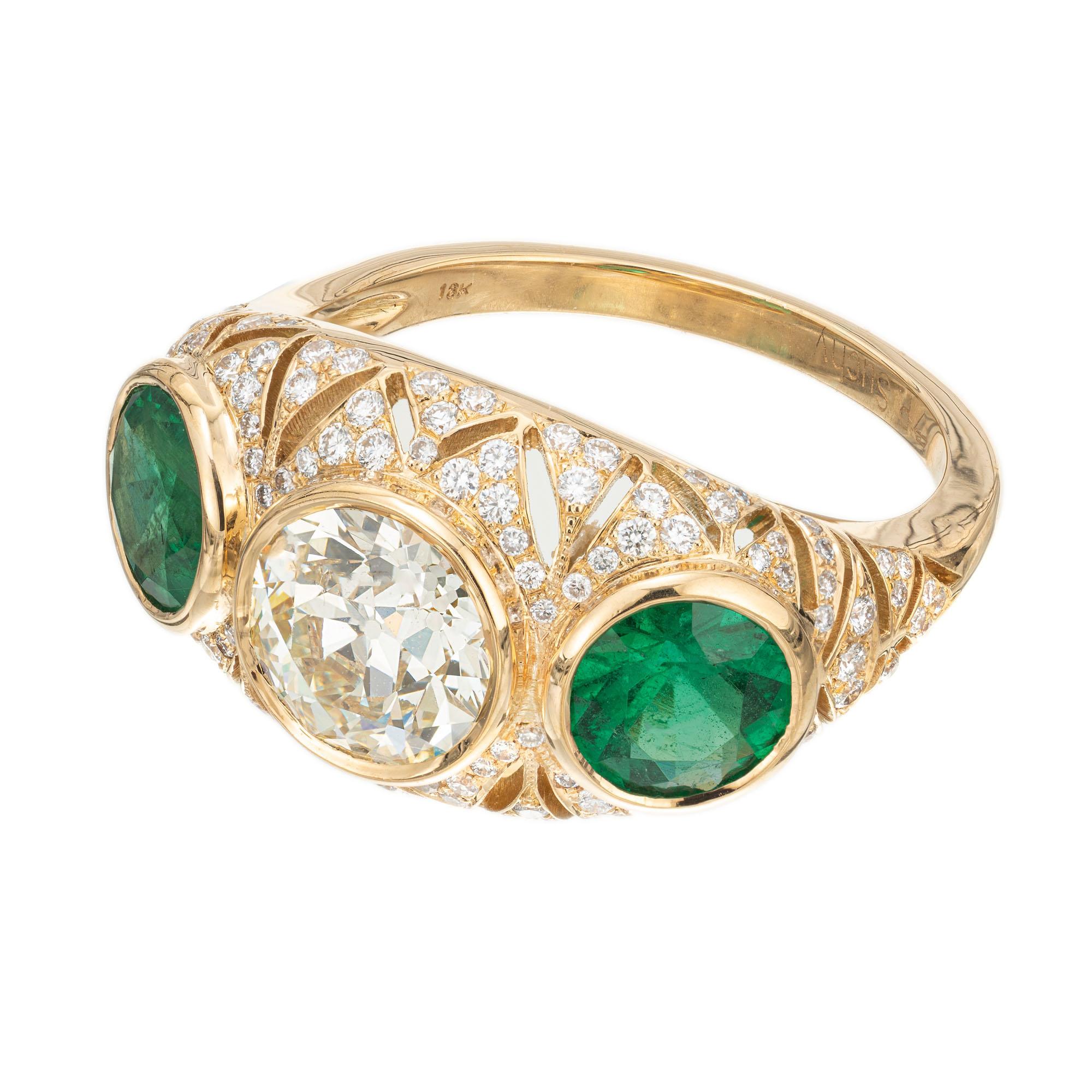 antique gold emerald ring