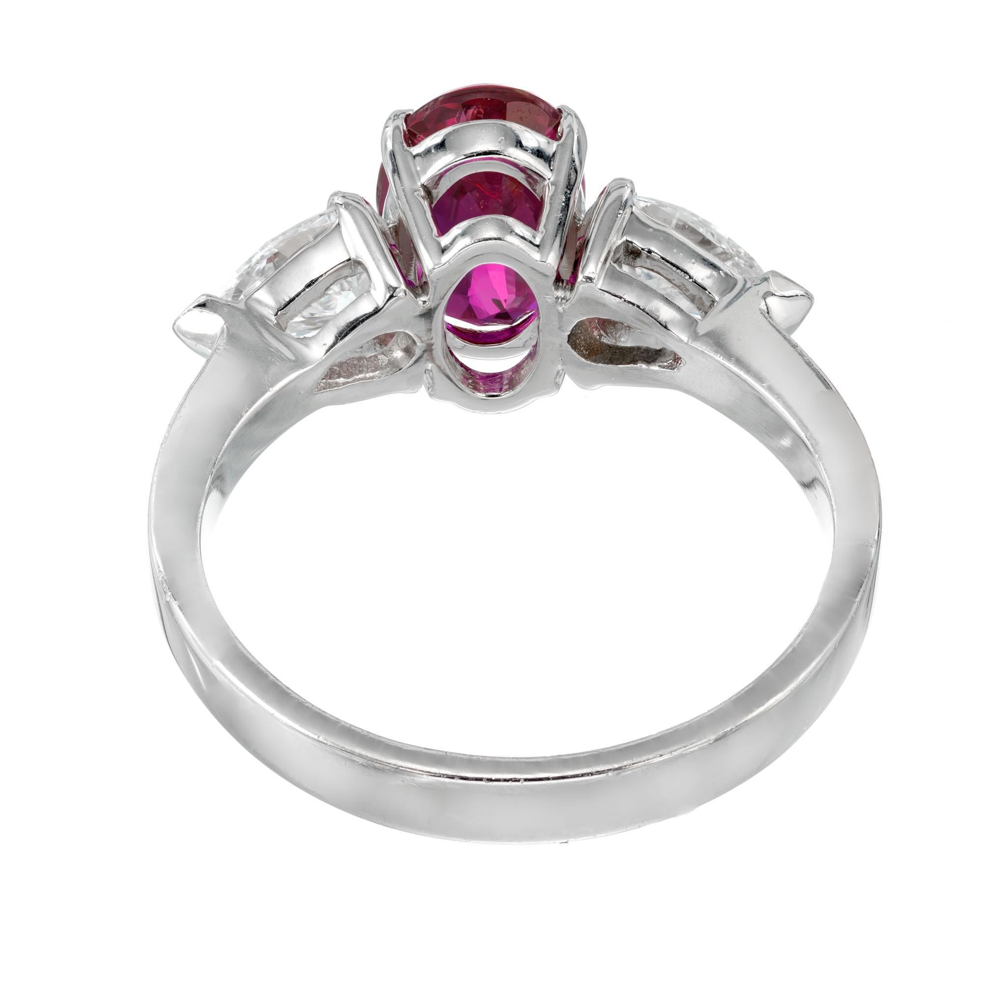 Peter Suchy GIA Certified 2.95 Carat Ruby Diamond Platinum Engagement Ring For Sale 1