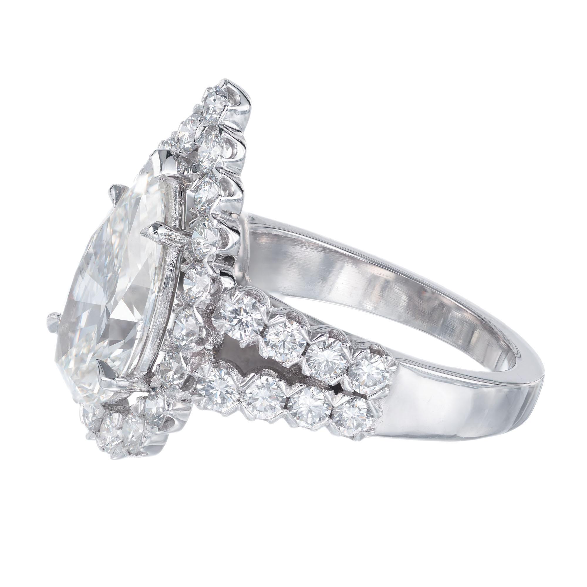 Peter Suchy GIA Certified 2.96 Carat Pear Diamond Halo Platinum Ring In New Condition In Stamford, CT