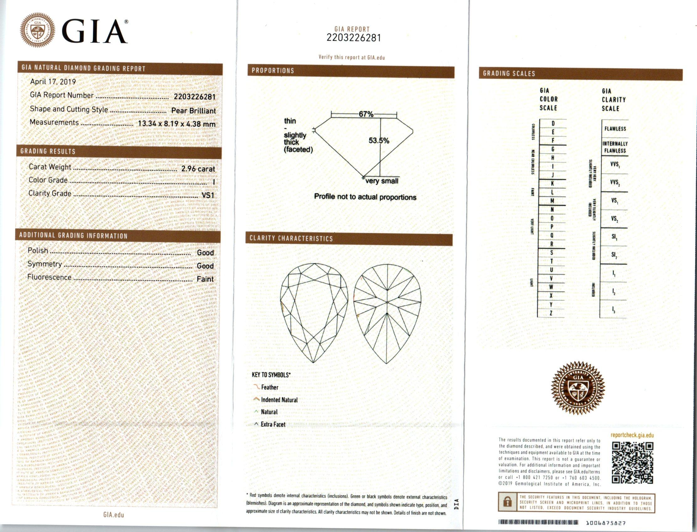 Peter Suchy GIA Certified 2.96 Carat Pear Diamond Halo Platinum Ring 3