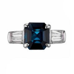 Peter Suchy GIA Certified 2.97 Carat Sapphire Diamond Platinum Engagement Ring