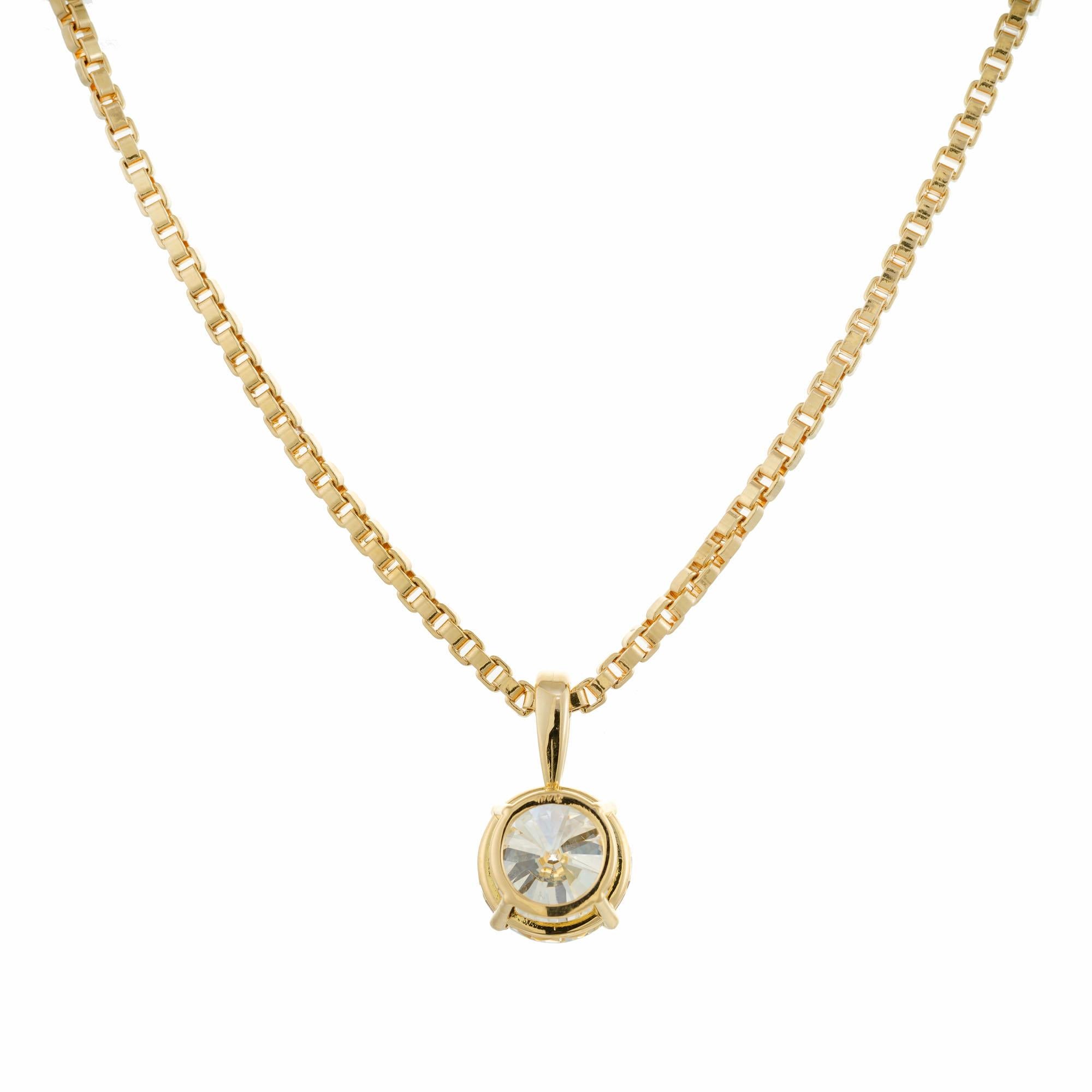 GIA-zertifizierte Gelbgold-Halskette mit 3,00 Karat Diamant-Anhänger (Rundschliff) im Angebot