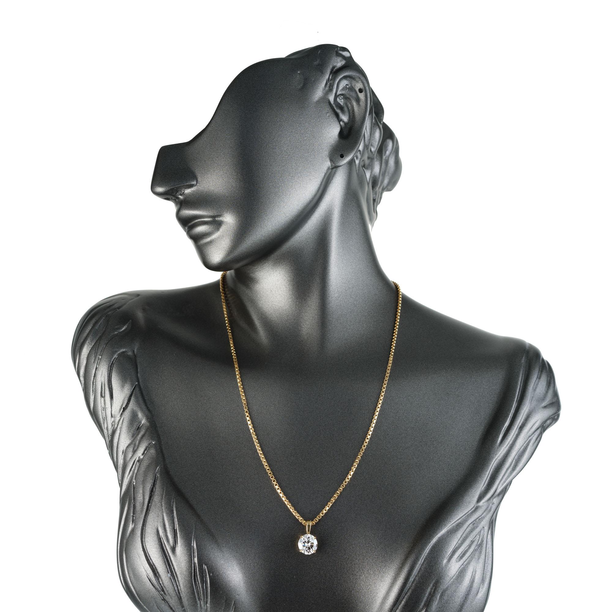 GIA-zertifizierte Gelbgold-Halskette mit 3,00 Karat Diamant-Anhänger im Angebot 1