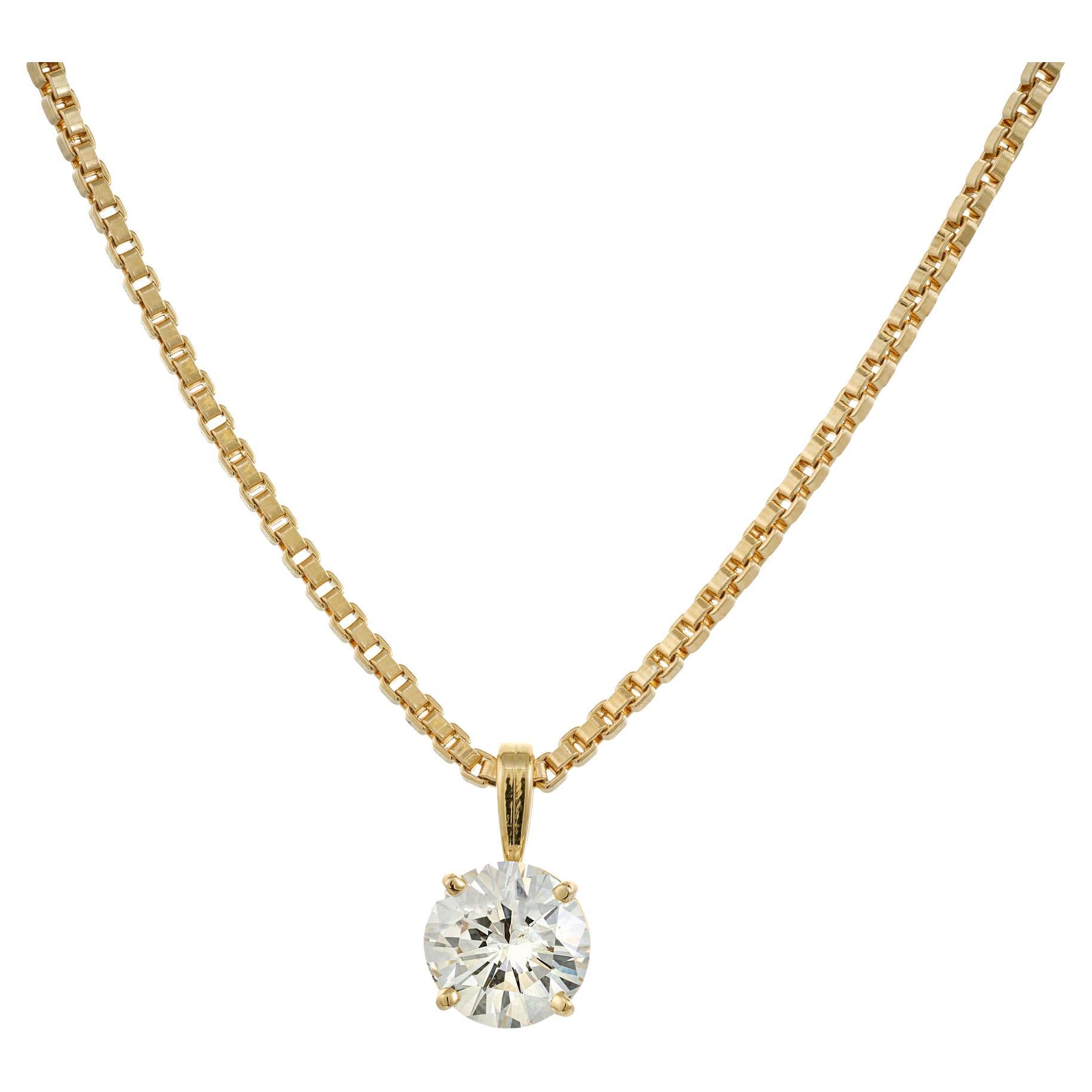 GIA-zertifizierte Gelbgold-Halskette mit 3,00 Karat Diamant-Anhänger im Angebot
