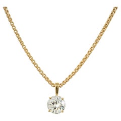 Peter Suchy GIA Certified 3.00 Carat Diamond Yellow Gold Pendant Necklace