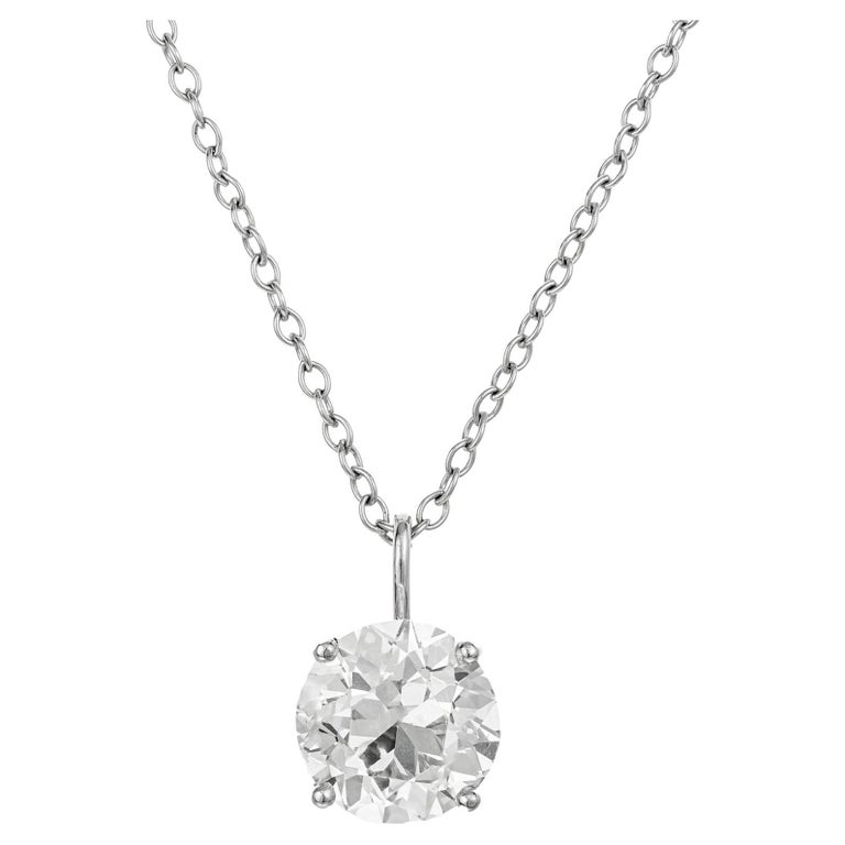 Peter Suchy GIA Certified 3.02 Carat Diamond Platinum Pendant Necklace For Sale
