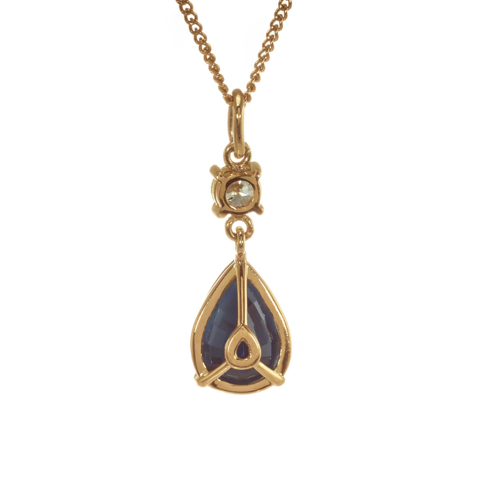 Halskette mit Anhänger, GIA-zertifiziert 3,04 Karat Saphir Diamant Gold von Peter Suchy Damen im Angebot