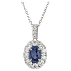 Peter Suchy Collier pendentif en or avec diamants et saphir de 3.04 carat certifié par le GIA