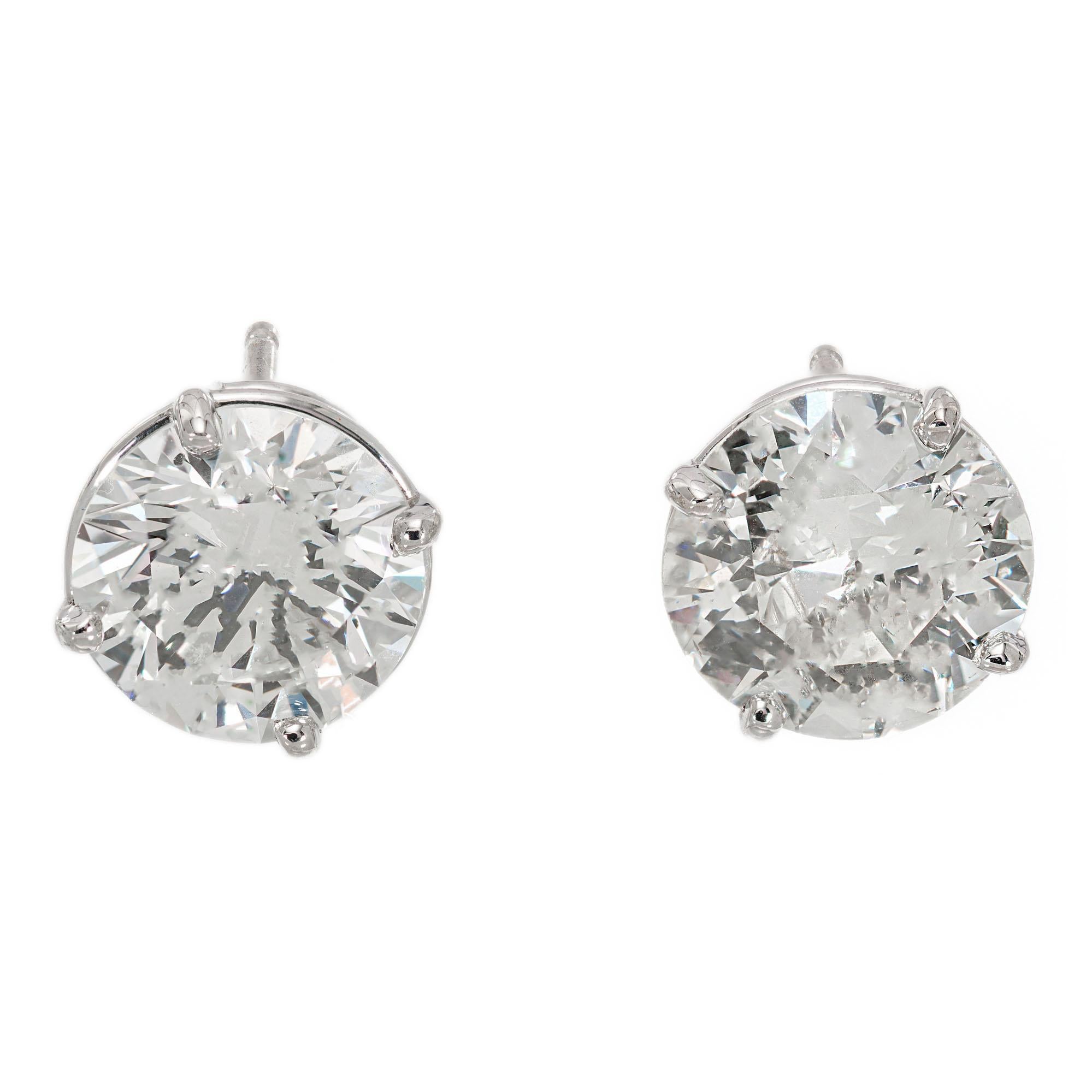 Peter Suchy GIA Certified 3.08 Carat Diamond Platinum Stud Earrings In New Condition For Sale In Stamford, CT