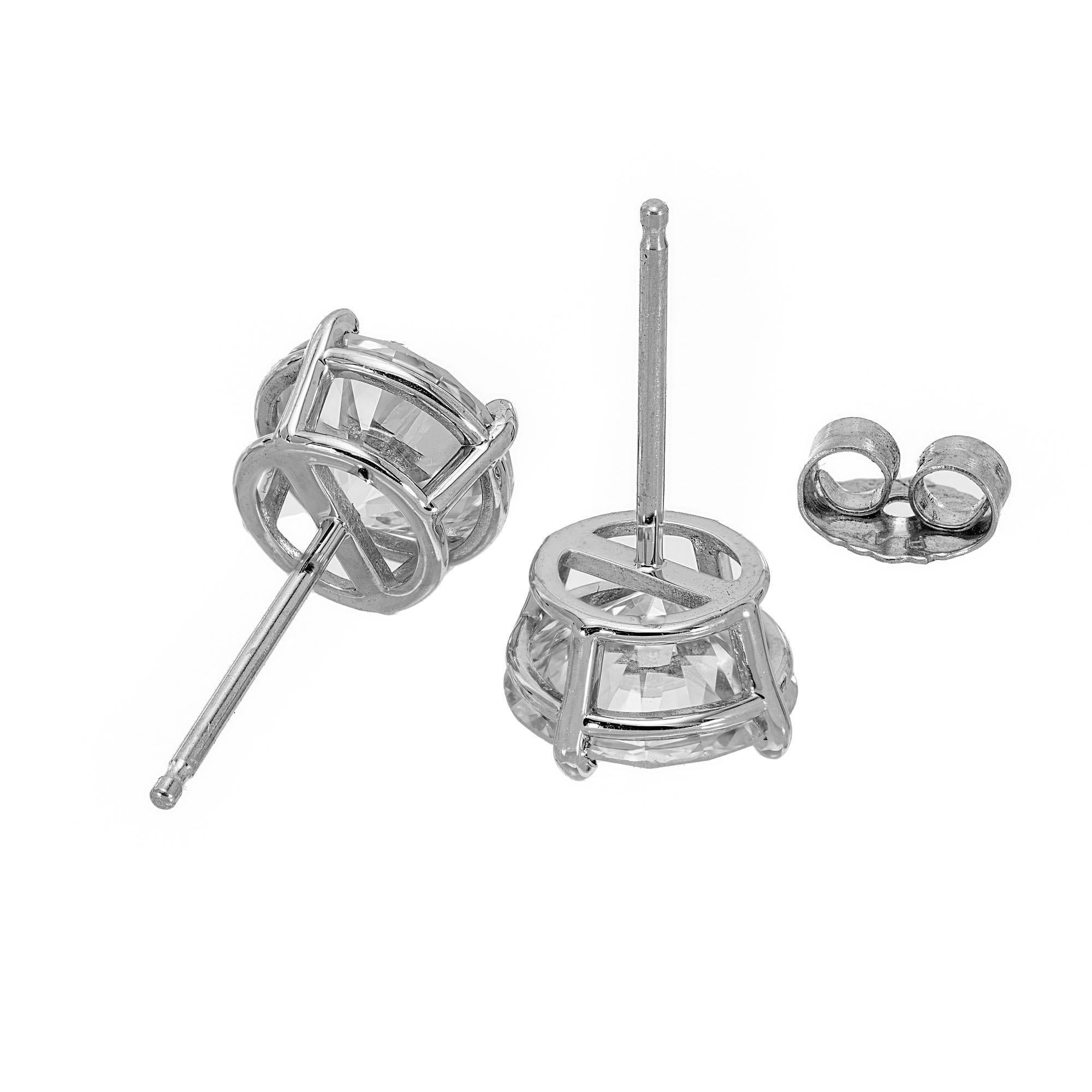 Peter Suchy GIA Certified 3.08 Carat Diamond Platinum Stud Earrings In New Condition For Sale In Stamford, CT
