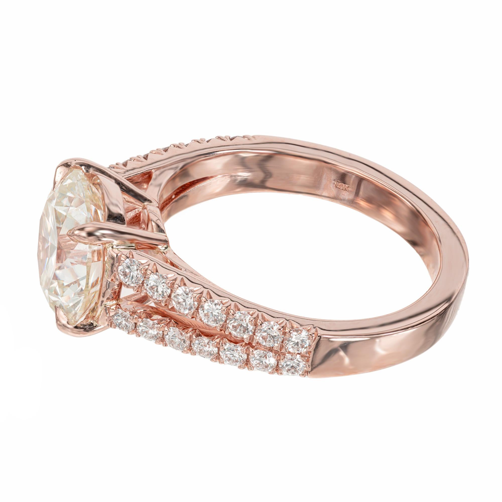 Women's Peter Suchy GIA Certified 3.08 Carat Round Diamond Rose Gold Engagement Ring For Sale
