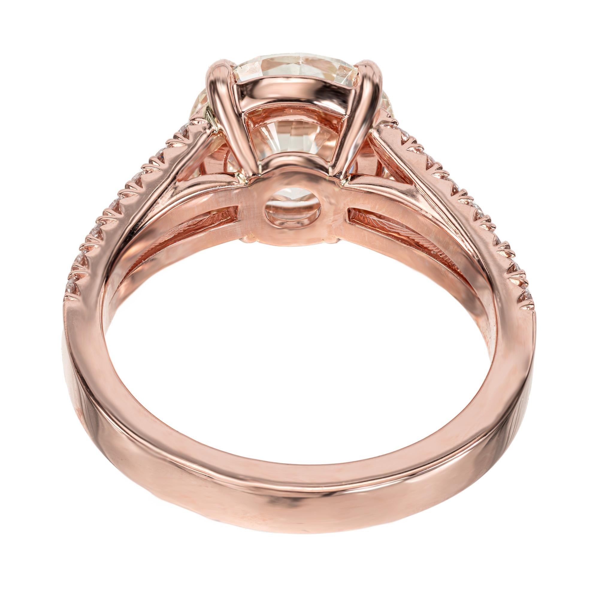 Peter Suchy GIA Certified 3.08 Carat Round Diamond Rose Gold Engagement Ring For Sale 1
