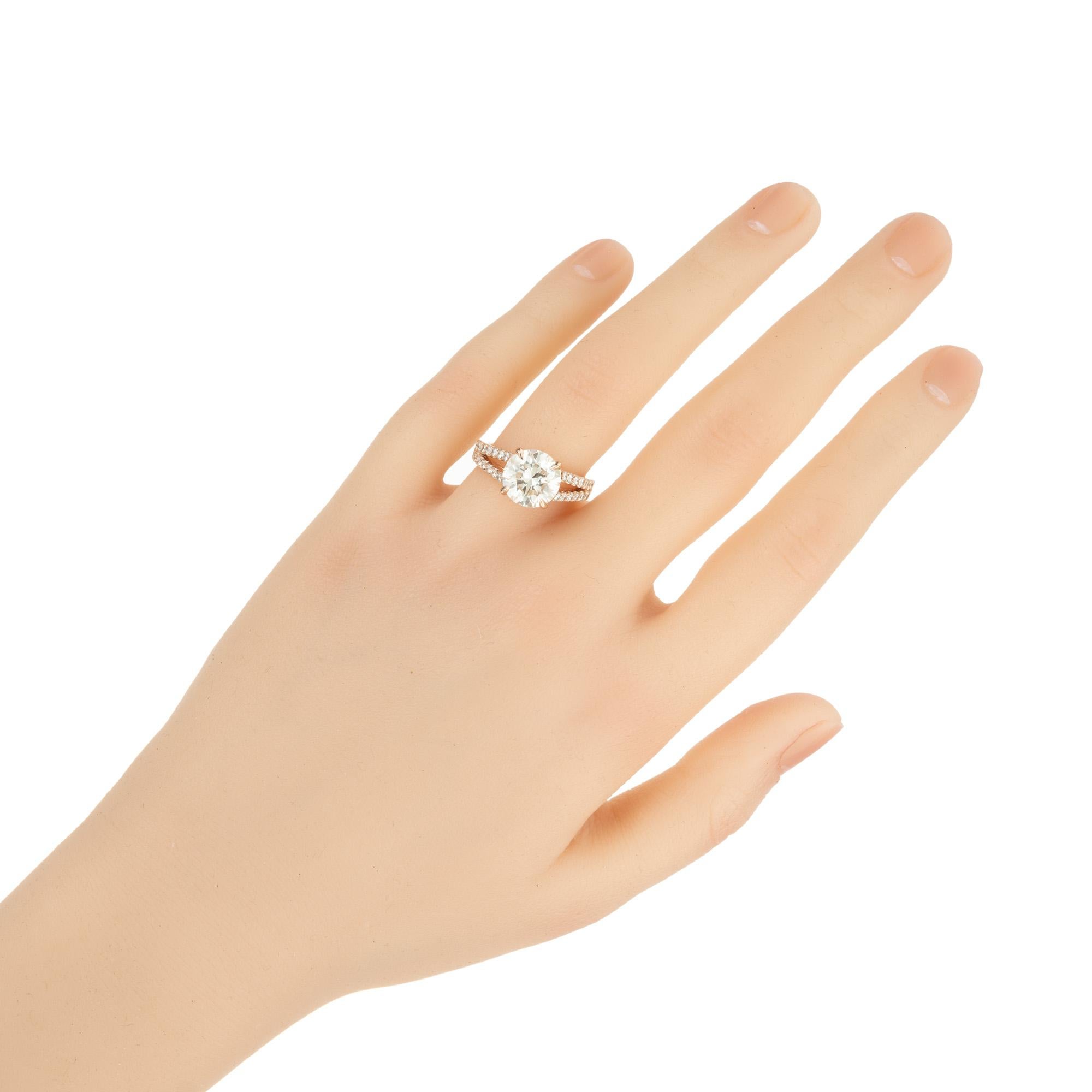Peter Suchy GIA Certified 3.08 Carat Round Diamond Rose Gold Engagement Ring For Sale 3