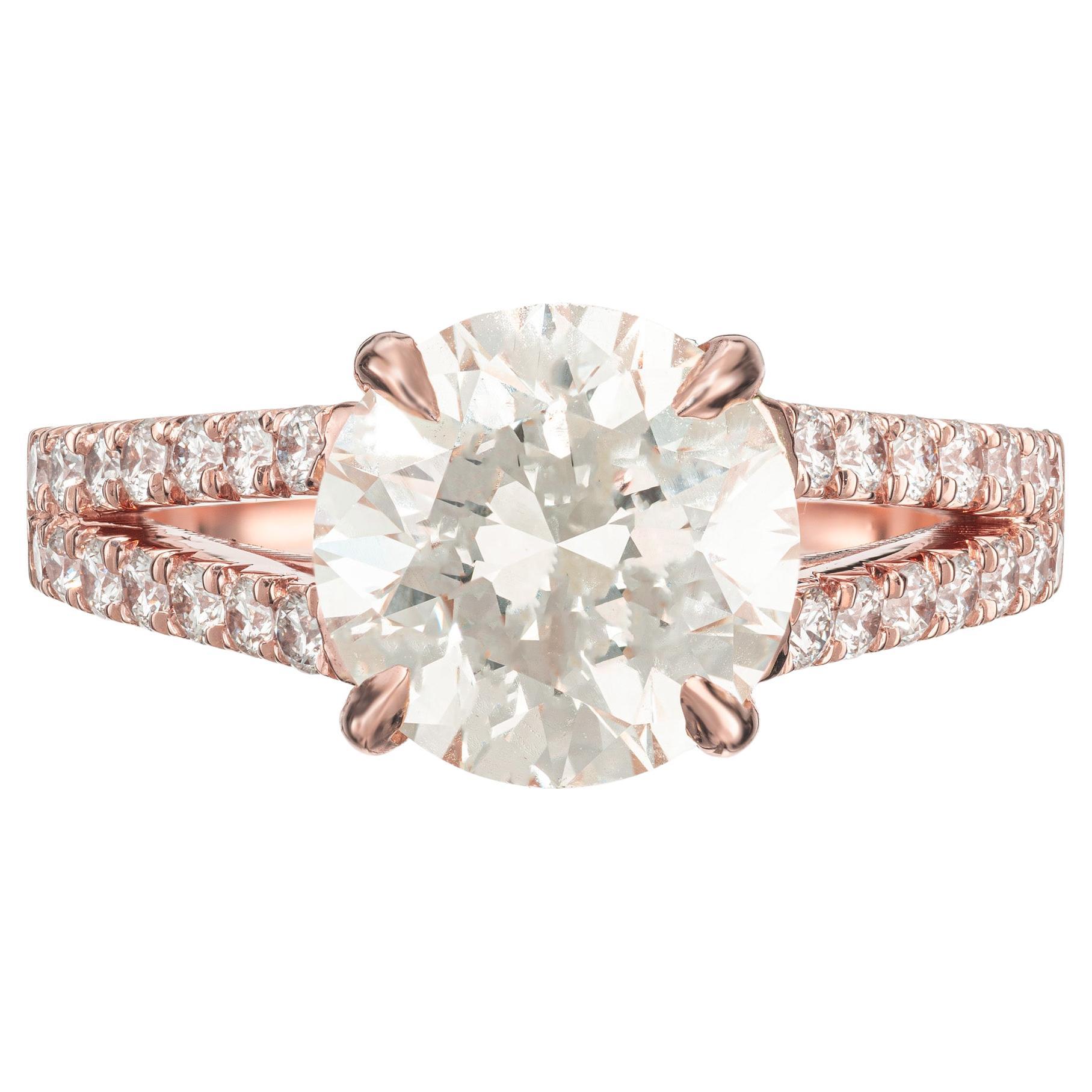 Peter Suchy GIA Certified 3.08 Carat Round Diamond Rose Gold Engagement Ring