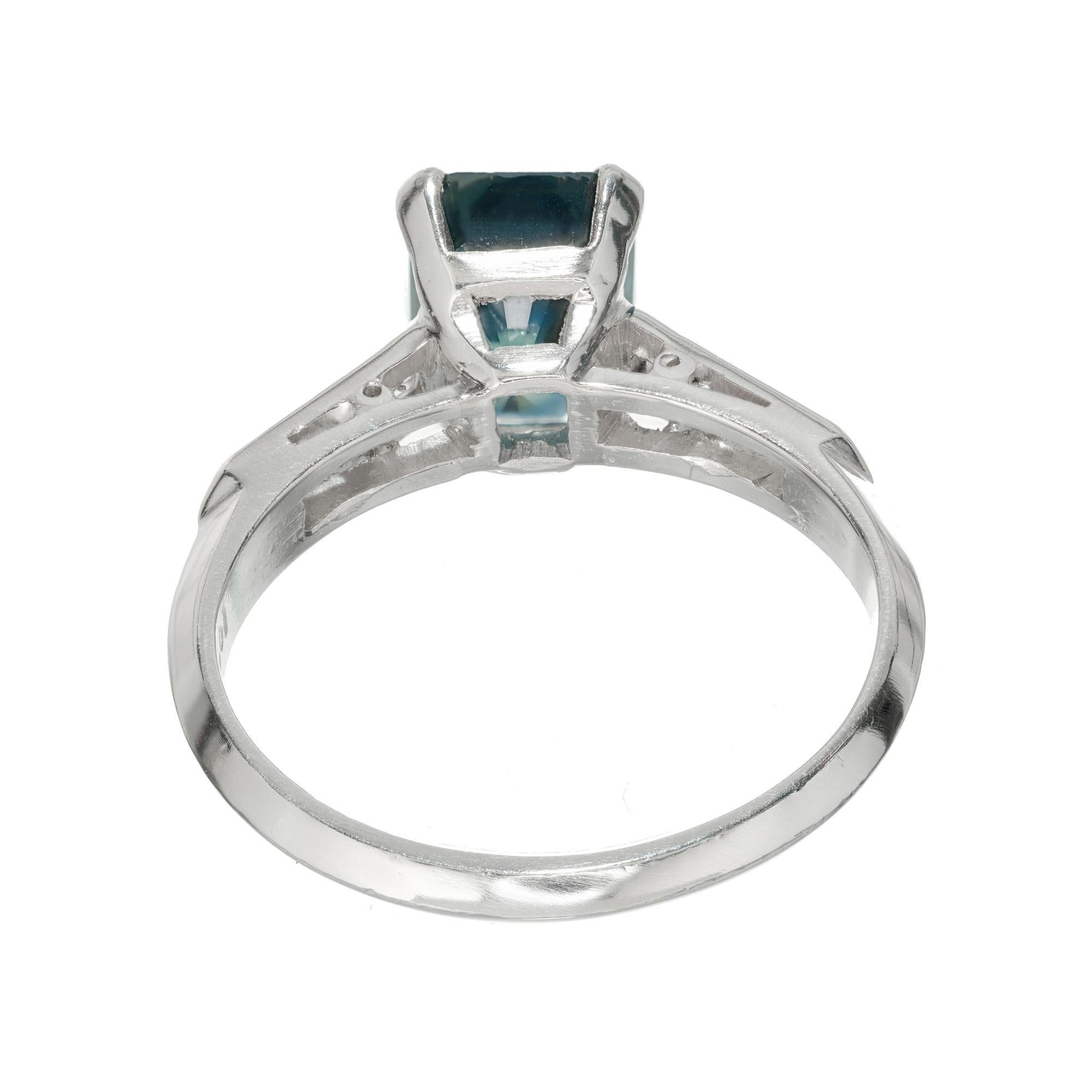 Peter Suchy GIA Certified 3.15 Carat Green Sapphire Diamond Platinum ...