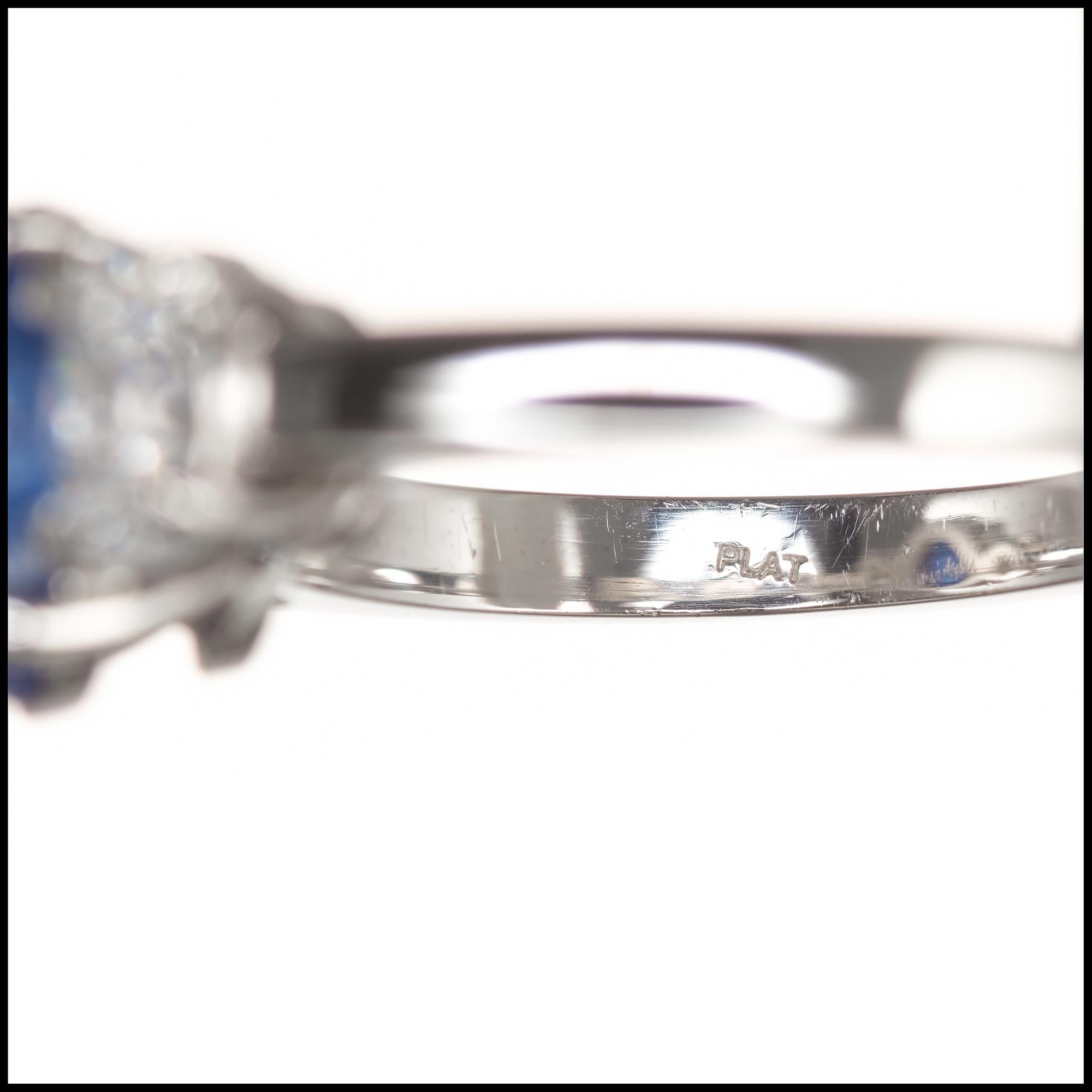 Women's Peter Suchy GIA Certified 3.15 Carat Sapphire Diamond Platinum Engagement Ring