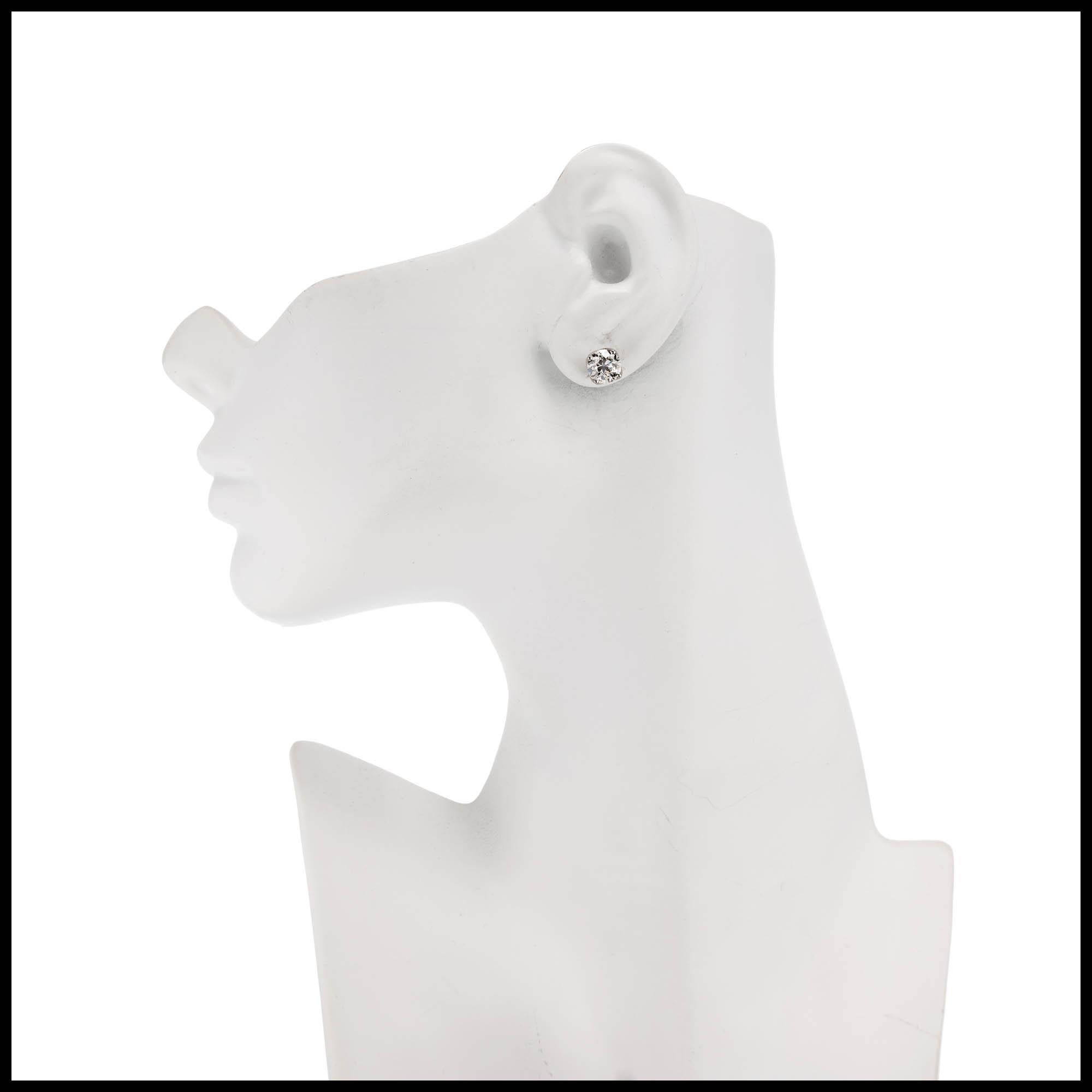 Women's Peter Suchy GIA Certified 3.18 Carat Diamond Platinum Stud Earrings For Sale