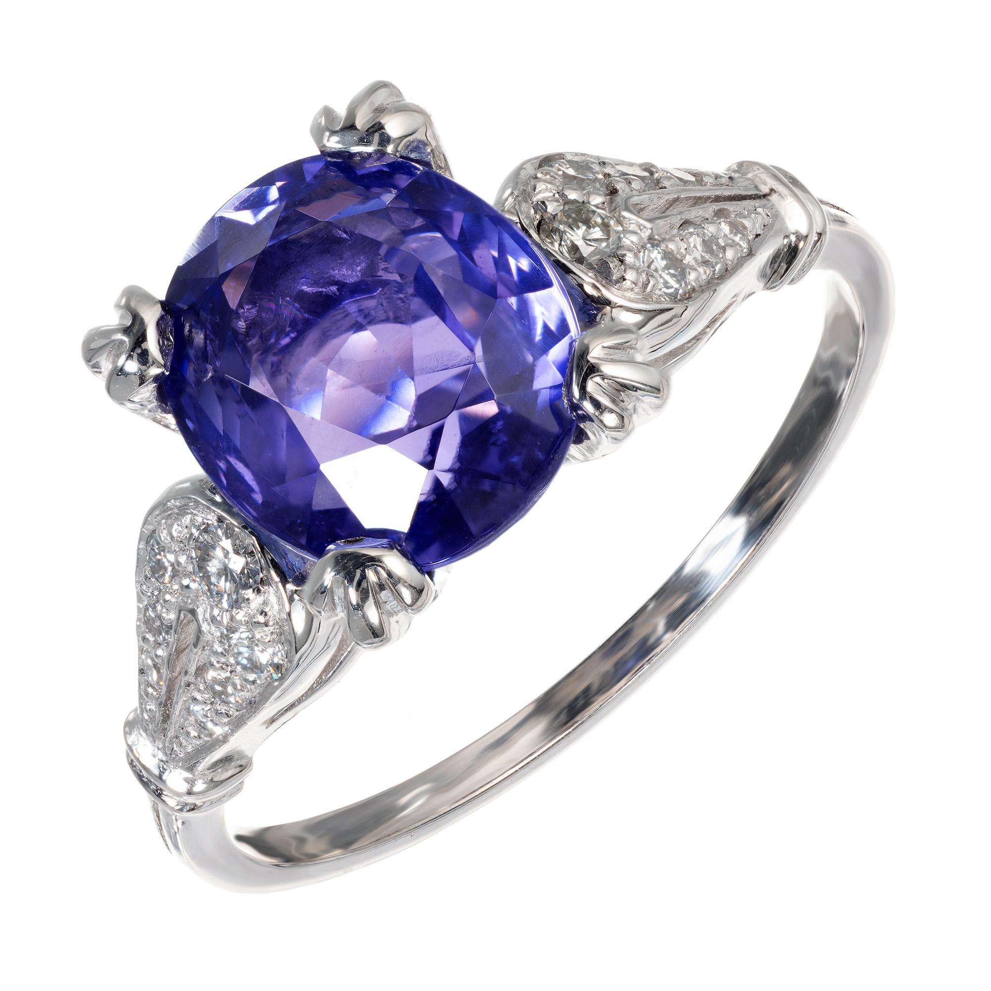 Bague de fiançailles Peter Suchy en diamants et saphir violet de 3,22 carats certifié GIA