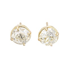 Peter Suchy GIA Certified 3.25 Carat Diamond Yellow Gold Stud Earrings