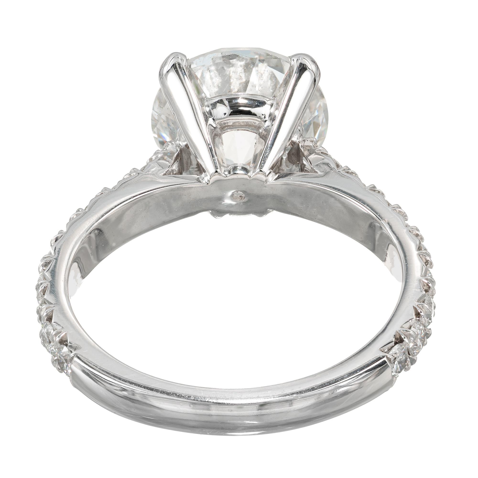 Peter Suchy GIA Certified 3.37 Carat Diamond Platinum Engagement Ring In New Condition For Sale In Stamford, CT