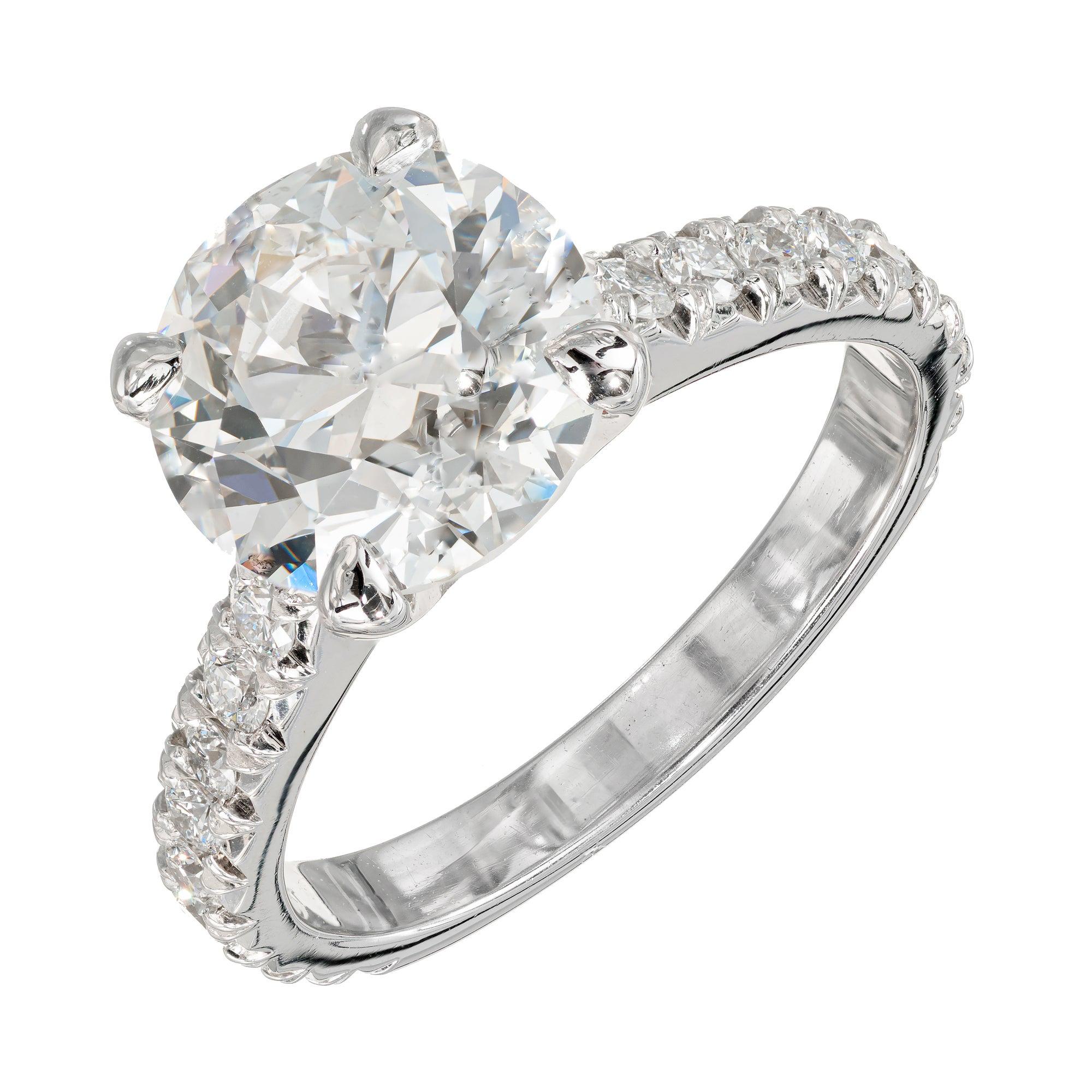 Peter Suchy GIA Certified 3.37 Carat Diamond Platinum Engagement Ring