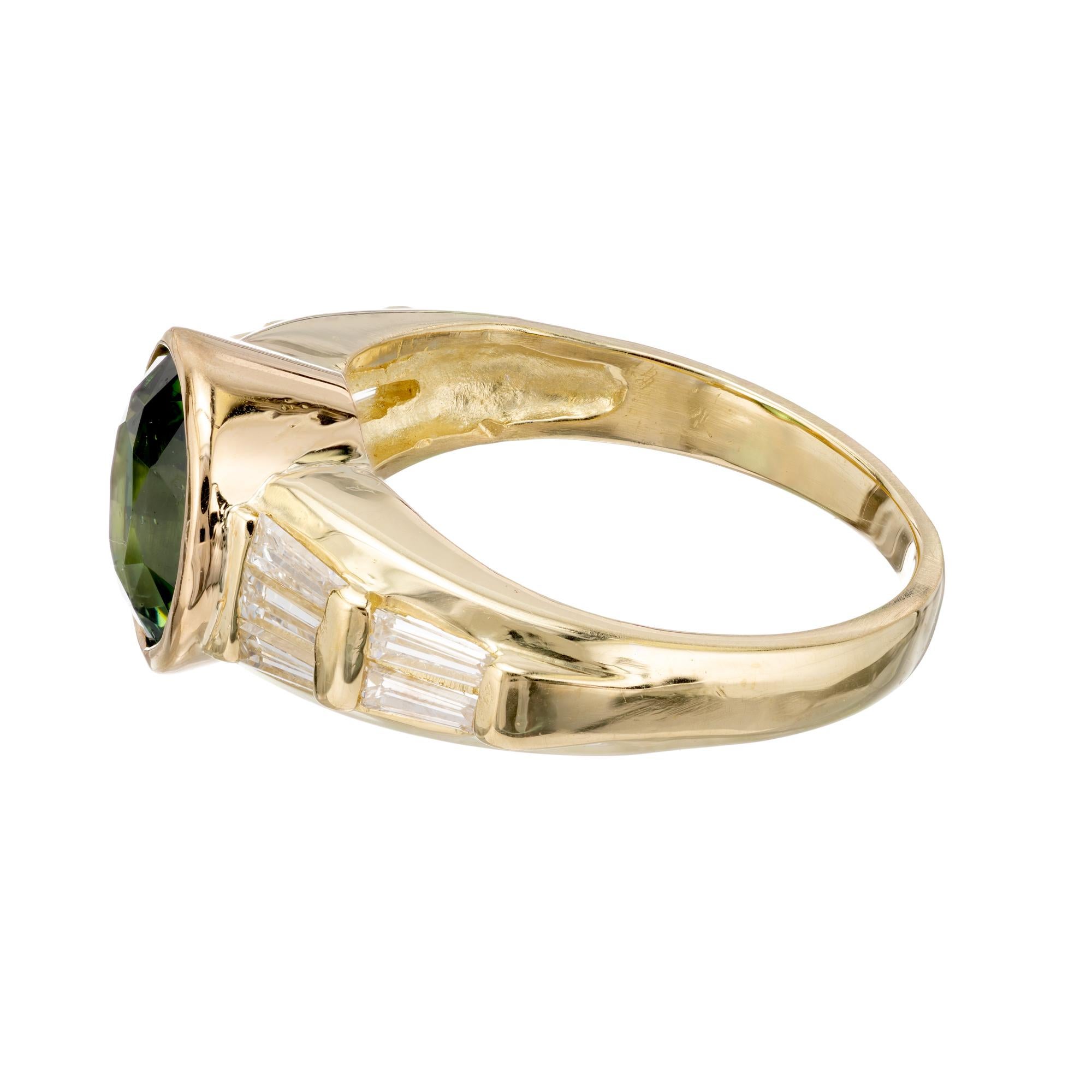 Peter Suchy GIA Certified 3.44 Carat Green Zircon Diamond Gold Engagement Ring In New Condition For Sale In Stamford, CT