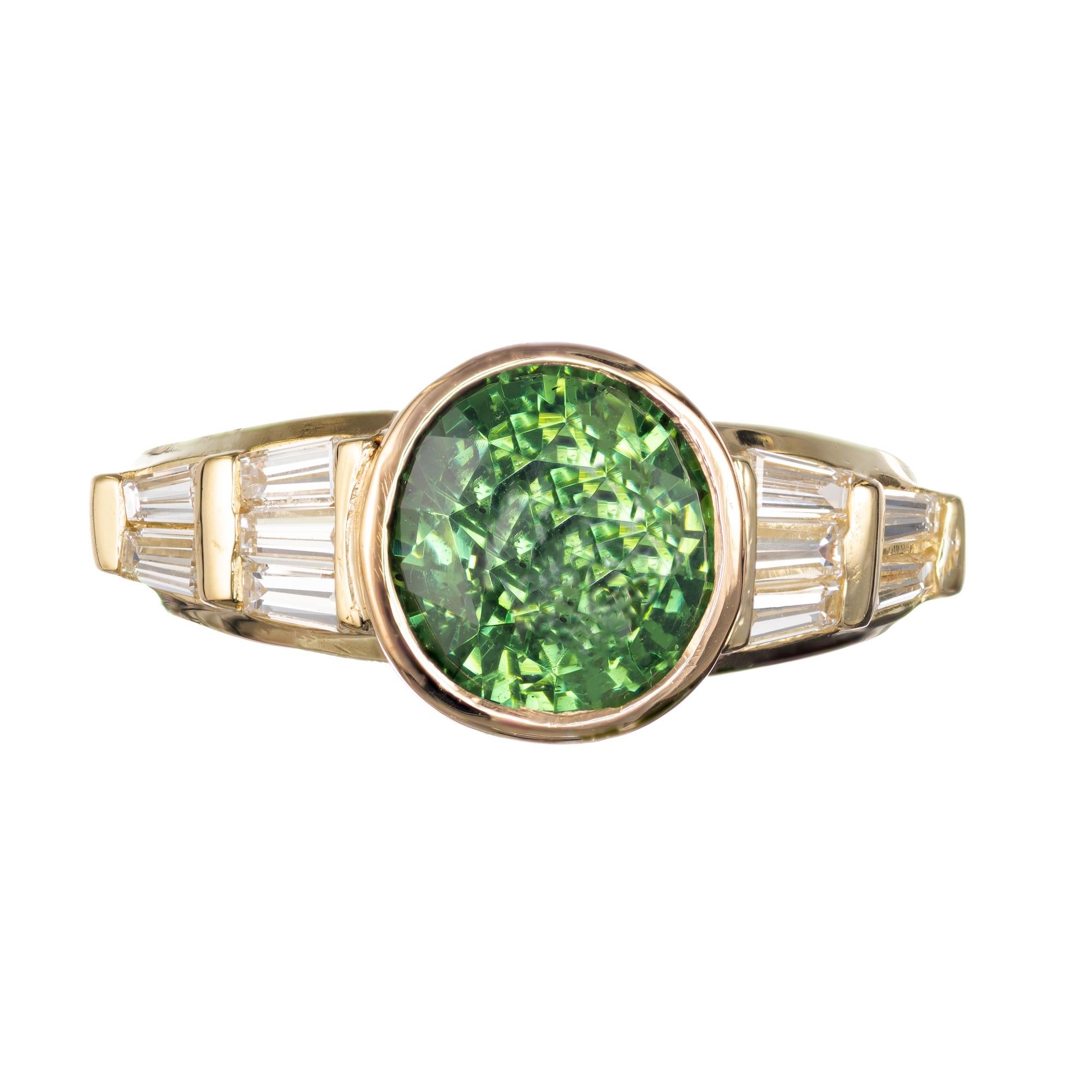 Bague de fiançailles Peter Suchy en or avec zircon vert de 3,44 carats certifié GIA et diamants