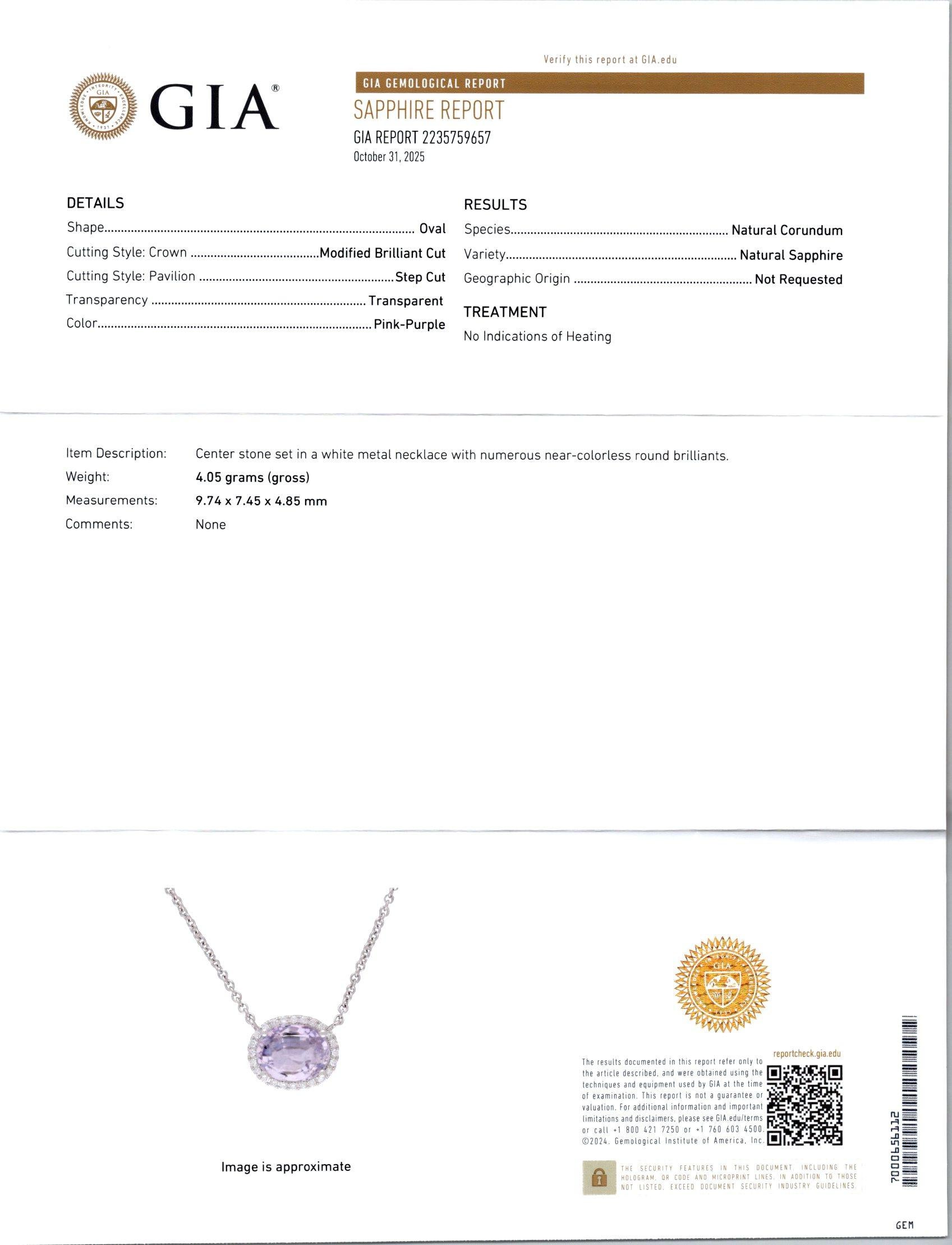 Peter Suchy GIA Certified 3.45 Carat Pink Sapphire Diamond Pendant Necklace In New Condition For Sale In Stamford, CT