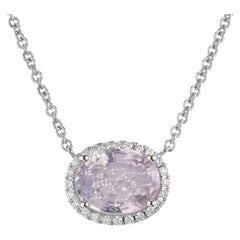 Peter Suchy GIA Certified 3.45 Carat Pink Sapphire Diamond Pendant Necklace