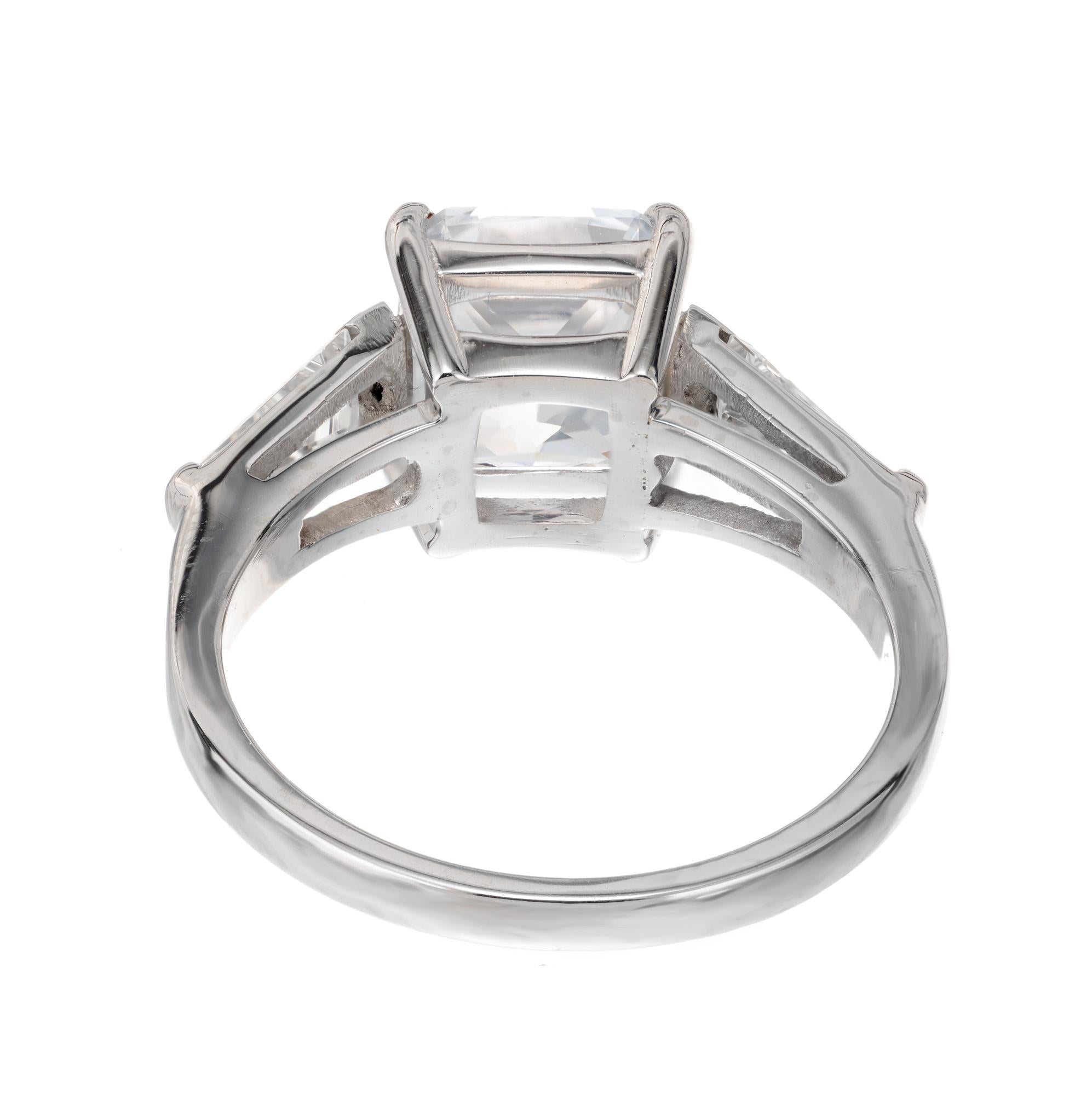 Peter Suchy GIA Certified 3.47 Carat Sapphire Diamond Platinum Engagement Ring 1