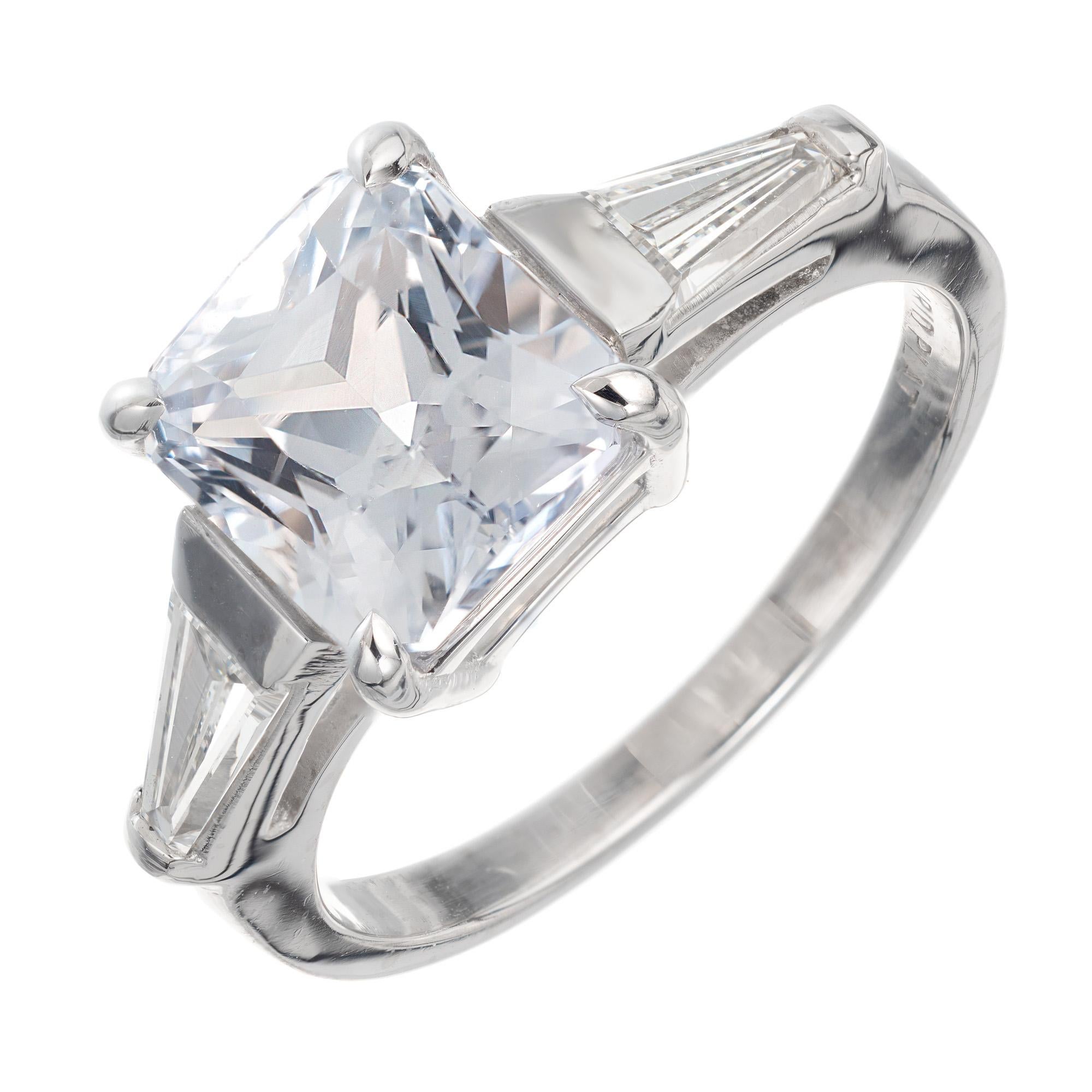 Peter Suchy GIA Certified 3.47 Carat Sapphire Diamond Platinum Engagement Ring