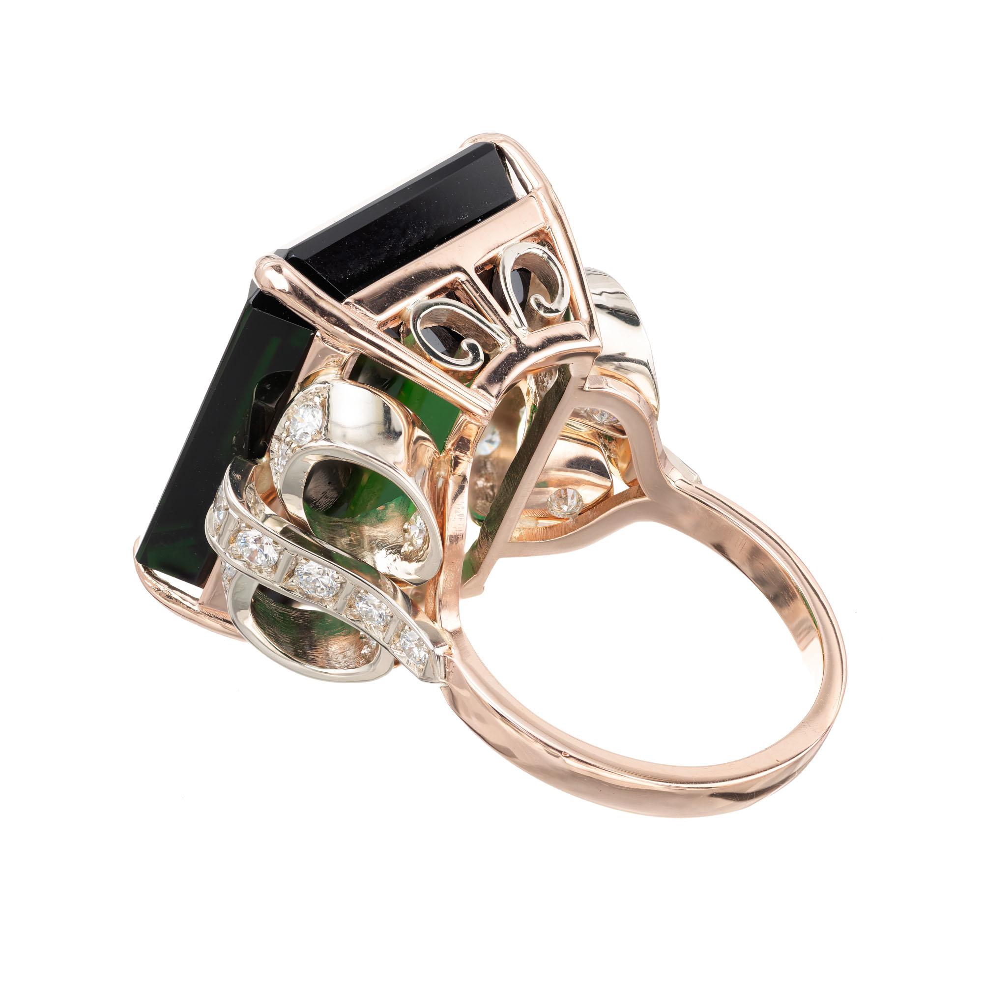 Peter Suchy GIA Certified 34.76 Carat Tourmaline Diamond Gold Cocktail Ring In New Condition For Sale In Stamford, CT