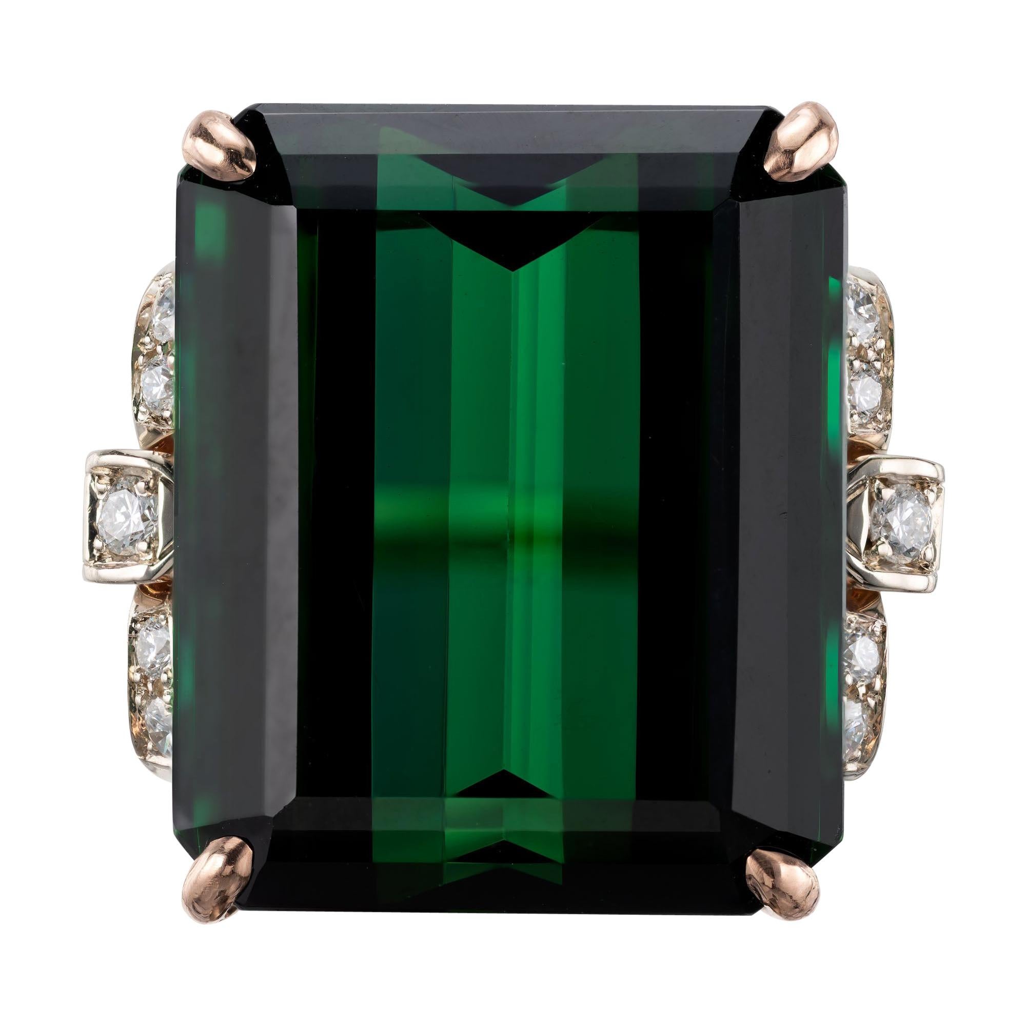 Peter Suchy GIA Certified 34.76 Carat Tourmaline Diamond Gold Cocktail Ring