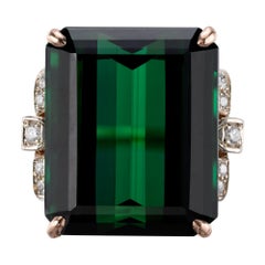 Peter Suchy GIA Certified 34.76 Carat Tourmaline Diamond Gold Cocktail Ring