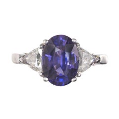 Peter Suchy GIA Certified 3.48 Carat Sapphire Diamond Platinum Engagement Ring