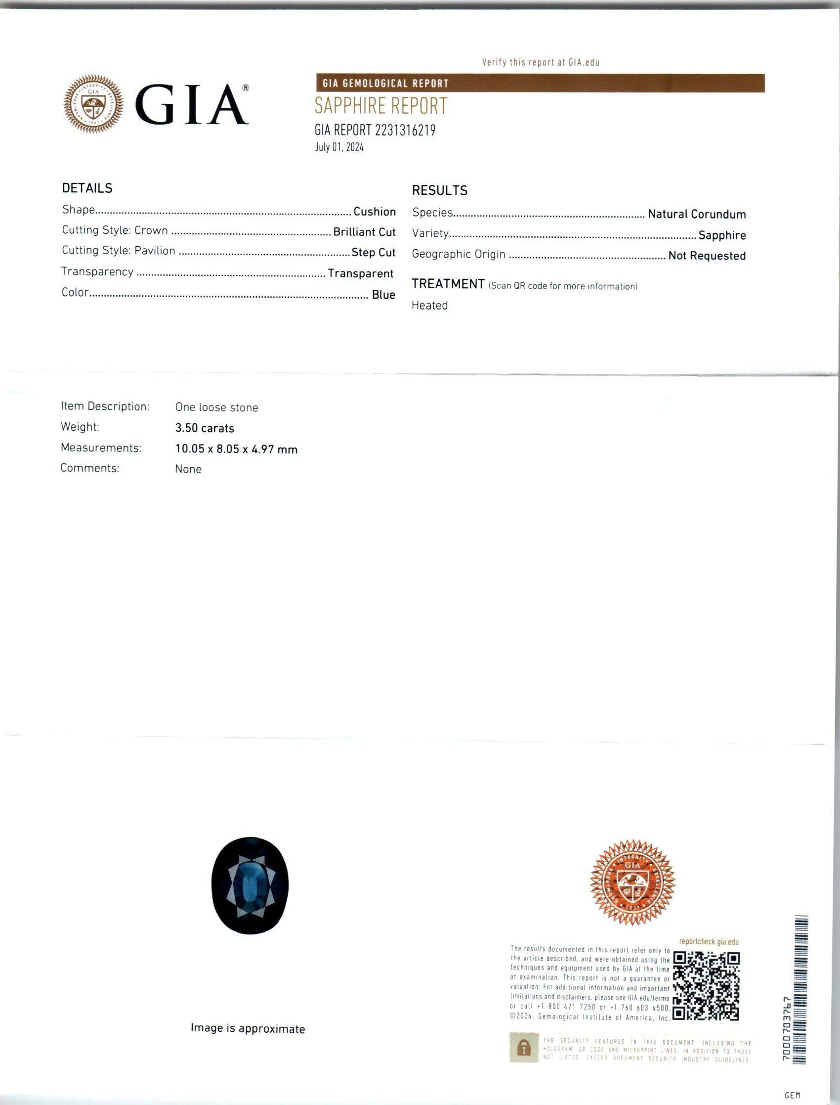 Peter Suchy Bague de halo en platine certifiée GIA avec saphir et diamant de 3,50 carats Neuf - En vente à Stamford, CT