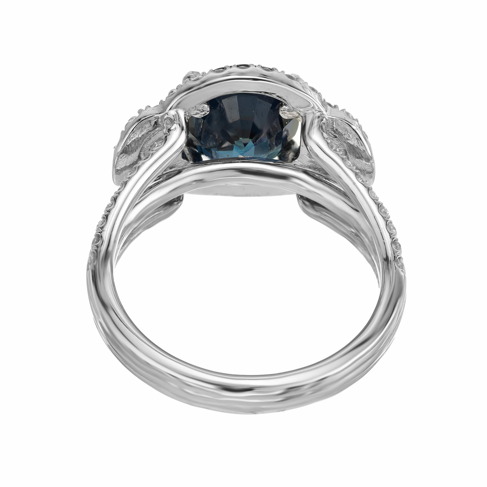 Peter Suchy Bague de halo en platine certifiée GIA avec saphir et diamant de 3,50 carats en vente 1