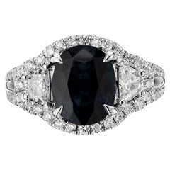Peter Suchy Anello aureolato in platino con zaffiro e diamante da 3,50 carati certificato GIA