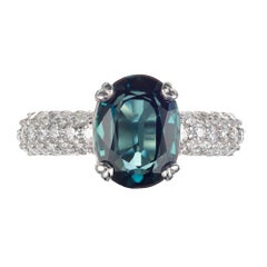Peter Suchy GIA Certified 3.52 Carat Sapphire Diamond Platinum Engagement Ring