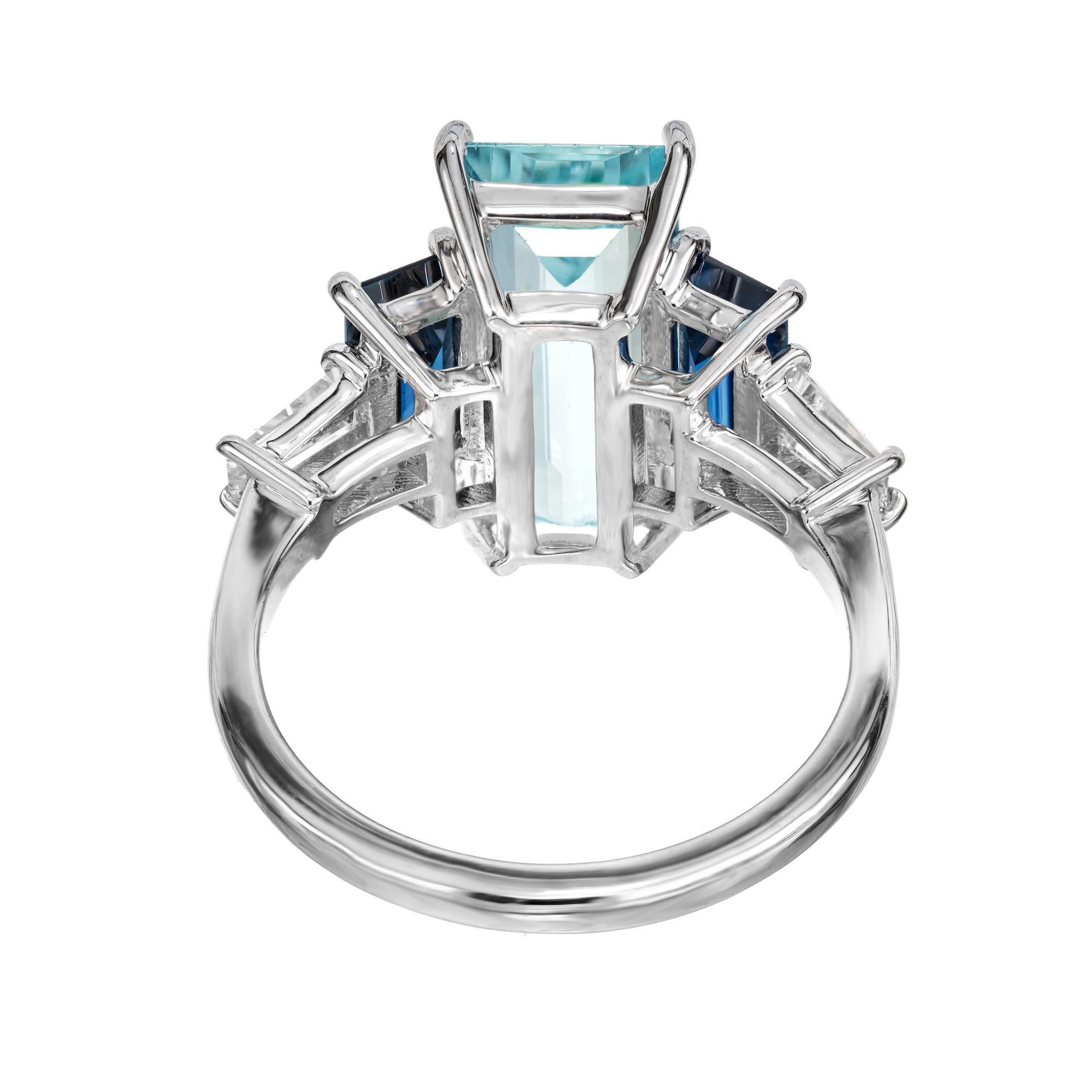 Peter Suchy GIA zertifiziert 3,53 Karat Blauer Saphir Aqua Diamant Platin Ring im Angebot 2