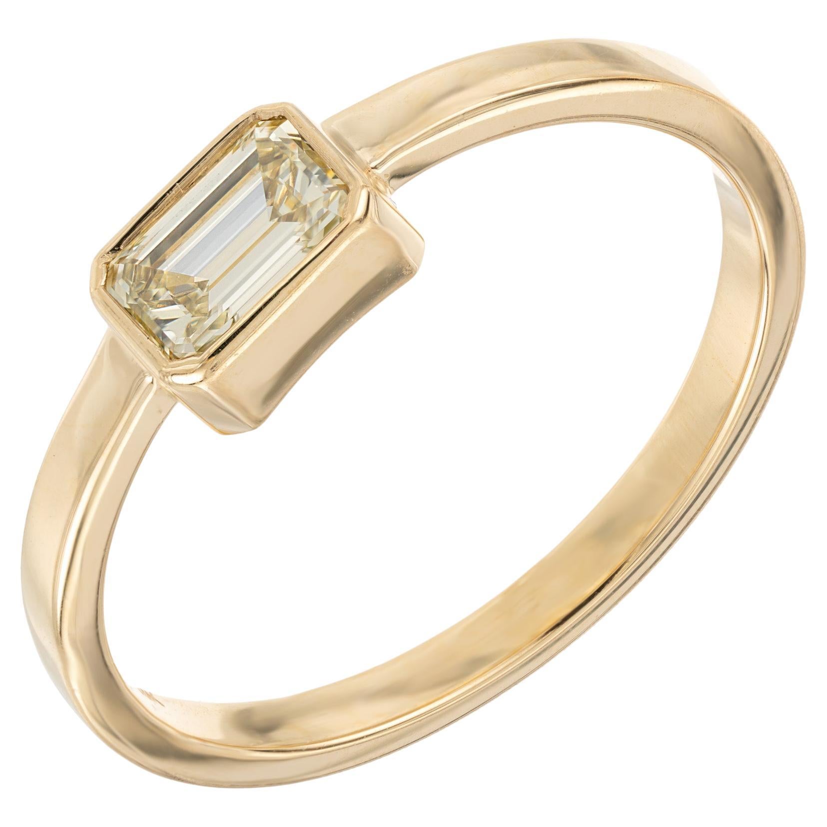Peter Suchy Bague de fiançailles en or jaune certifiée GIA avec un diamant de 0,37 carat