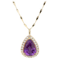 Peter Suchy Collier pendentif en or avec saphir de 3,74 carats et diamants certifiés GIA