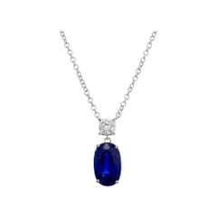 Peter Suchy GIA Certified 3.82 Carat Blue Sapphire Diamond Gold Pendant Necklace