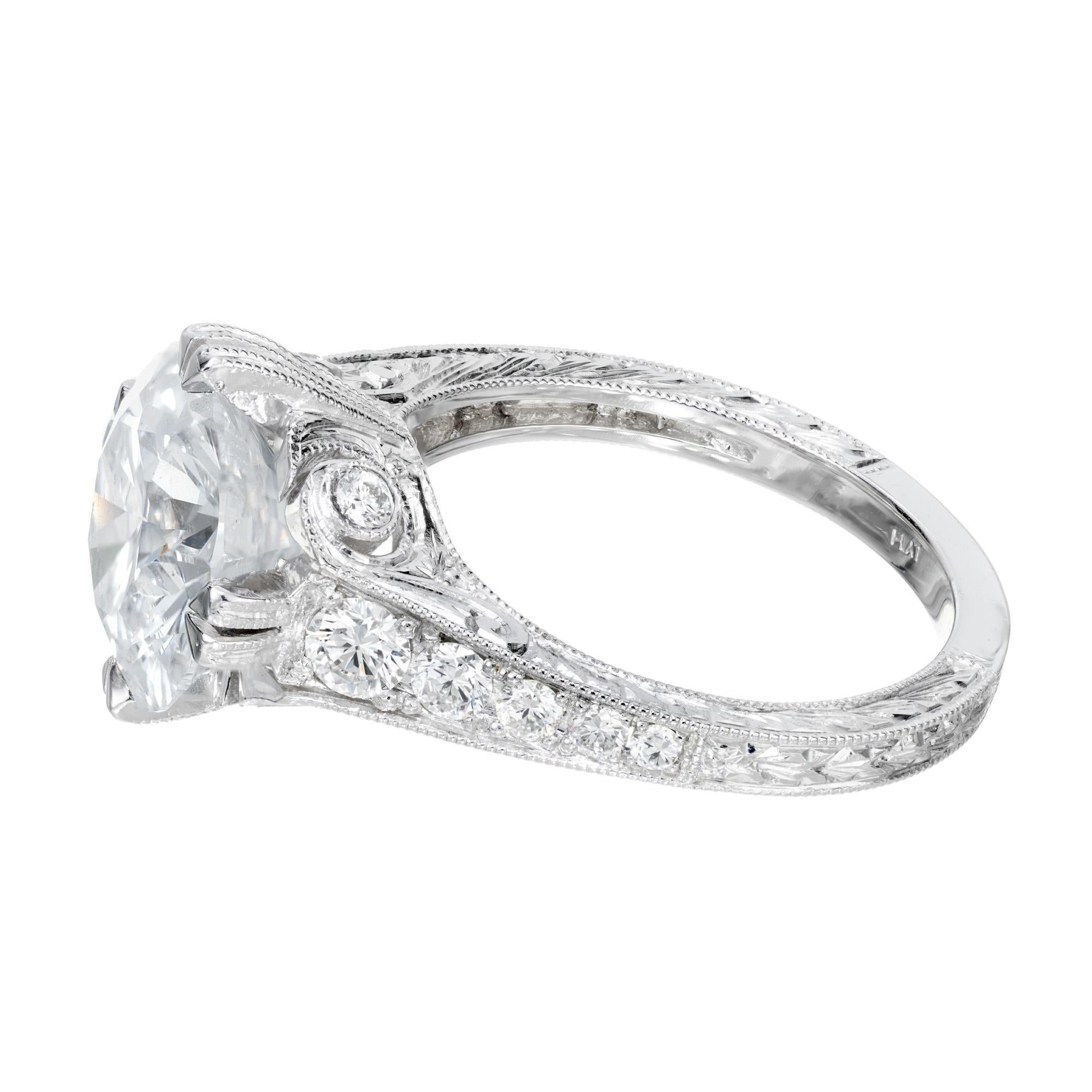 Verlobungsring aus Platin mit GIA-zertifiziertem 4.10 Karat Diamant von Peter Suchy (Rundschliff) im Angebot