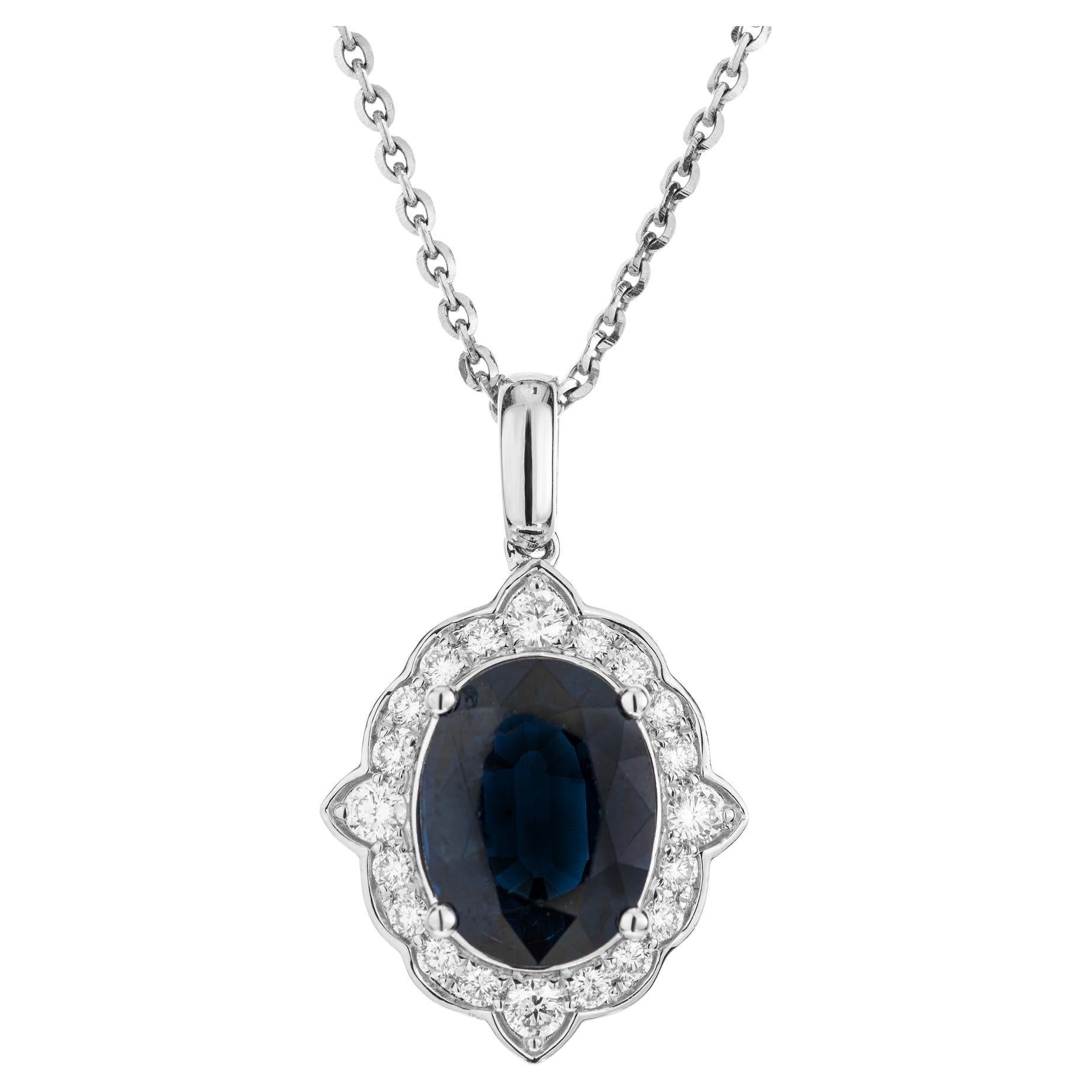Peter Suchy GIA Certified 4.16 Carat Sapphire Diamond Gold Pendant Necklace For Sale