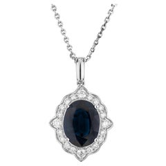 Peter Suchy GIA Certified 4.16 Carat Sapphire Diamond Gold Pendant Necklace