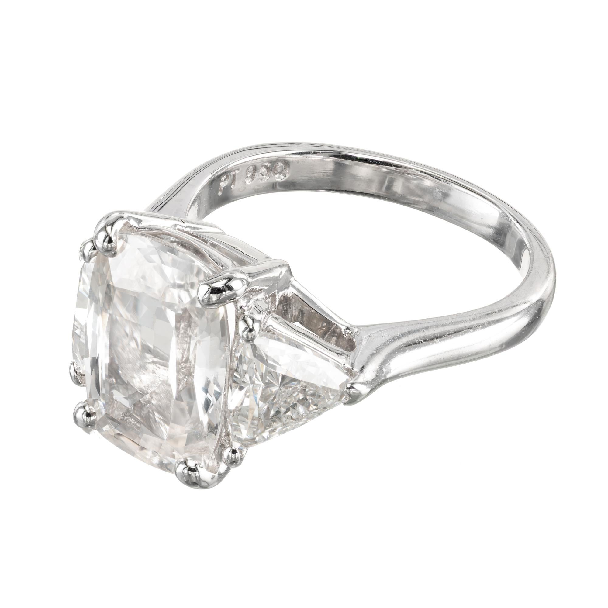 Women's Peter Suchy GIA Certified 4.42 Carat Sapphire Diamond Platinum Engagement Ring