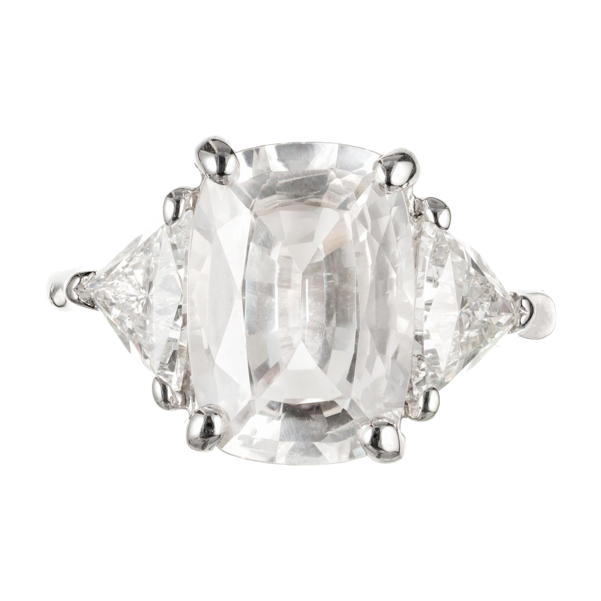 Peter Suchy GIA Certified 4.42 Carat Sapphire Diamond Platinum Engagement Ring