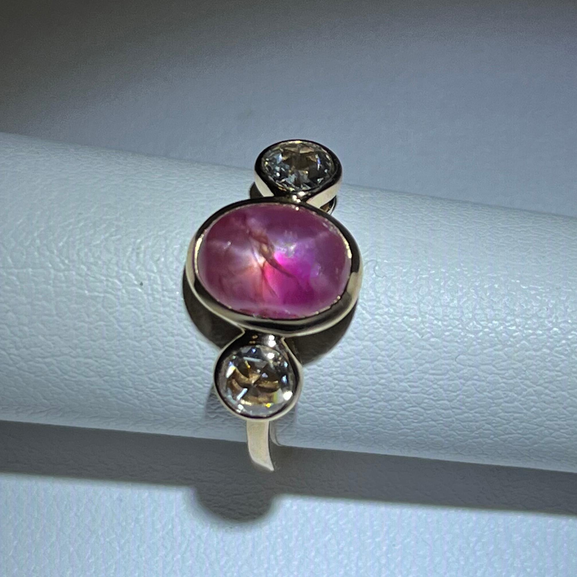 Peter Suchy GIA Certified 4.51 Star Sapphire Diamond Rose Gold Ring In New Condition For Sale In Stamford, CT