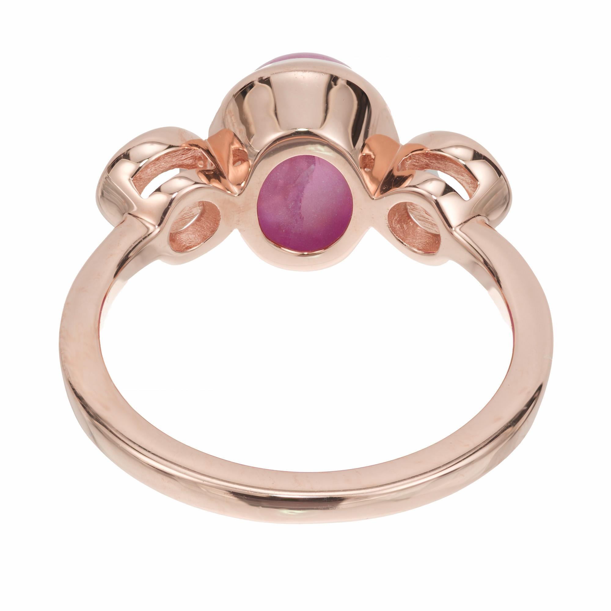Peter Suchy GIA Certified 4.51 Star Sapphire Diamond Rose Gold Ring For Sale 1